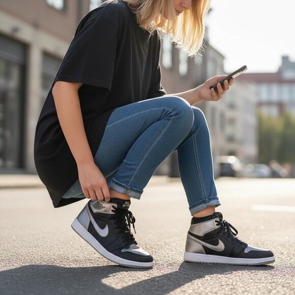 Nike Air Jordan 1 Retro High OG Satin Shadow Women’s 7.5 fits Youth 6Y NIB - Picture 4 of 13